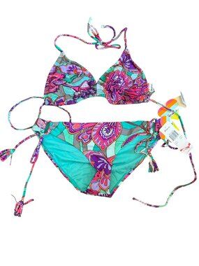 Raisins Swim Suit Womens Vibrant Floral Print Bikini Set M